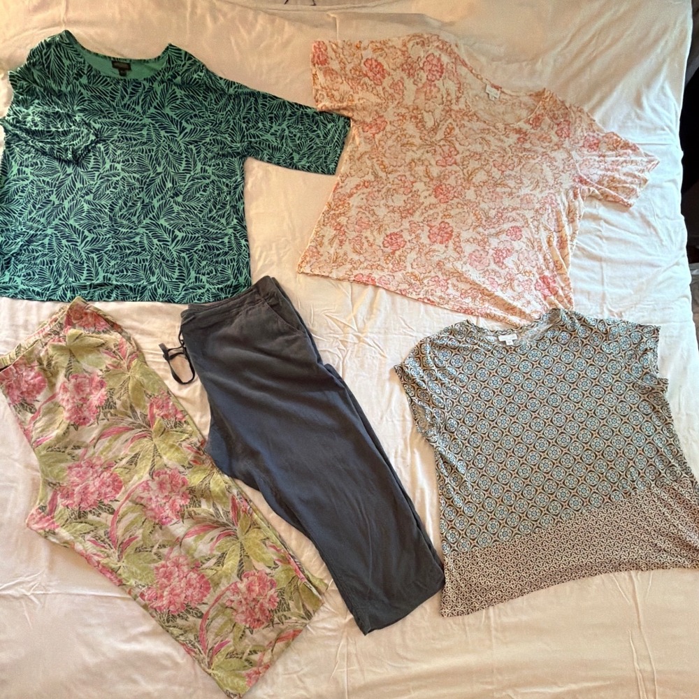J. Jill Bundle 6pc XL‎ Tops Pants Cropped Love Linen Pima Cotton Wearever